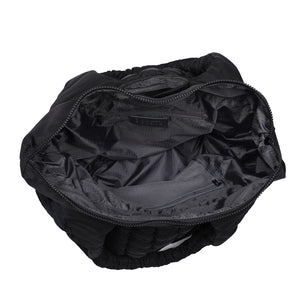 Quilted Puffer Nylon Hobo Bag Black