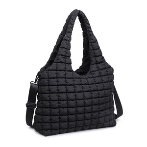 Quilted Puffer Nylon Hobo Bag Black