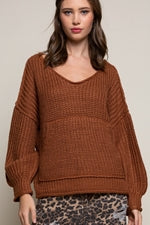Rust V-NK Sweater Front pouch