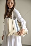 Neoprene Tote Tan & Grey Stripe