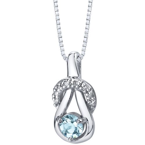 Aquamarine SS Ribbon Pendant