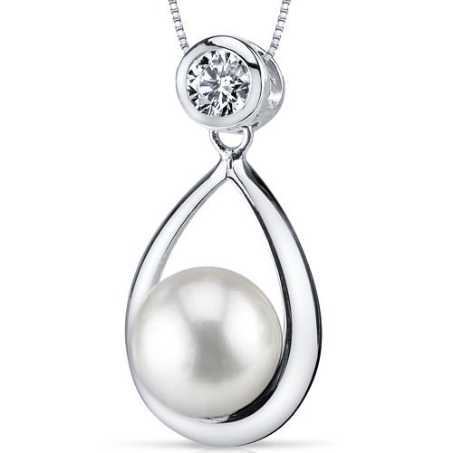 Fresh Water White Pearl Pendant SS 8.5-9