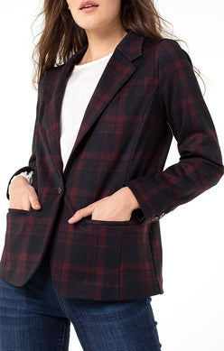 Red Fitted Blazer With Removable Faux Fur