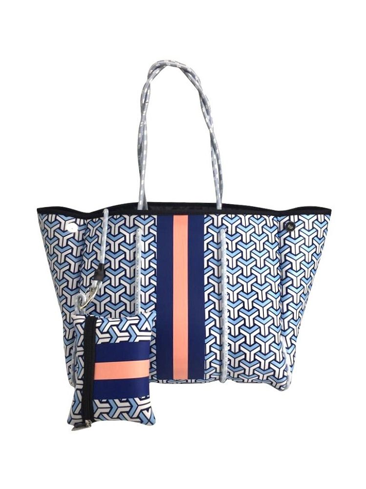 Neoprene Tote Light Blue Maze