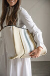 Neoprene Tote Tan & Grey Stripe