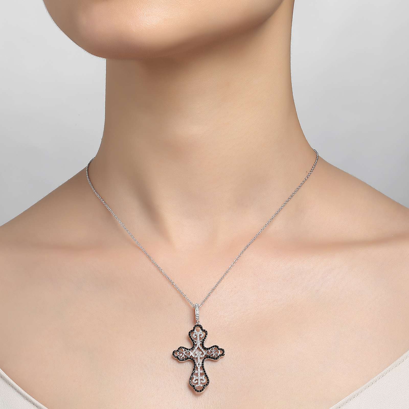 Scroll Cross Pendant Necklace