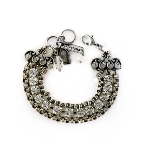 Triple Row Bracelet with Petite Stones and Chain