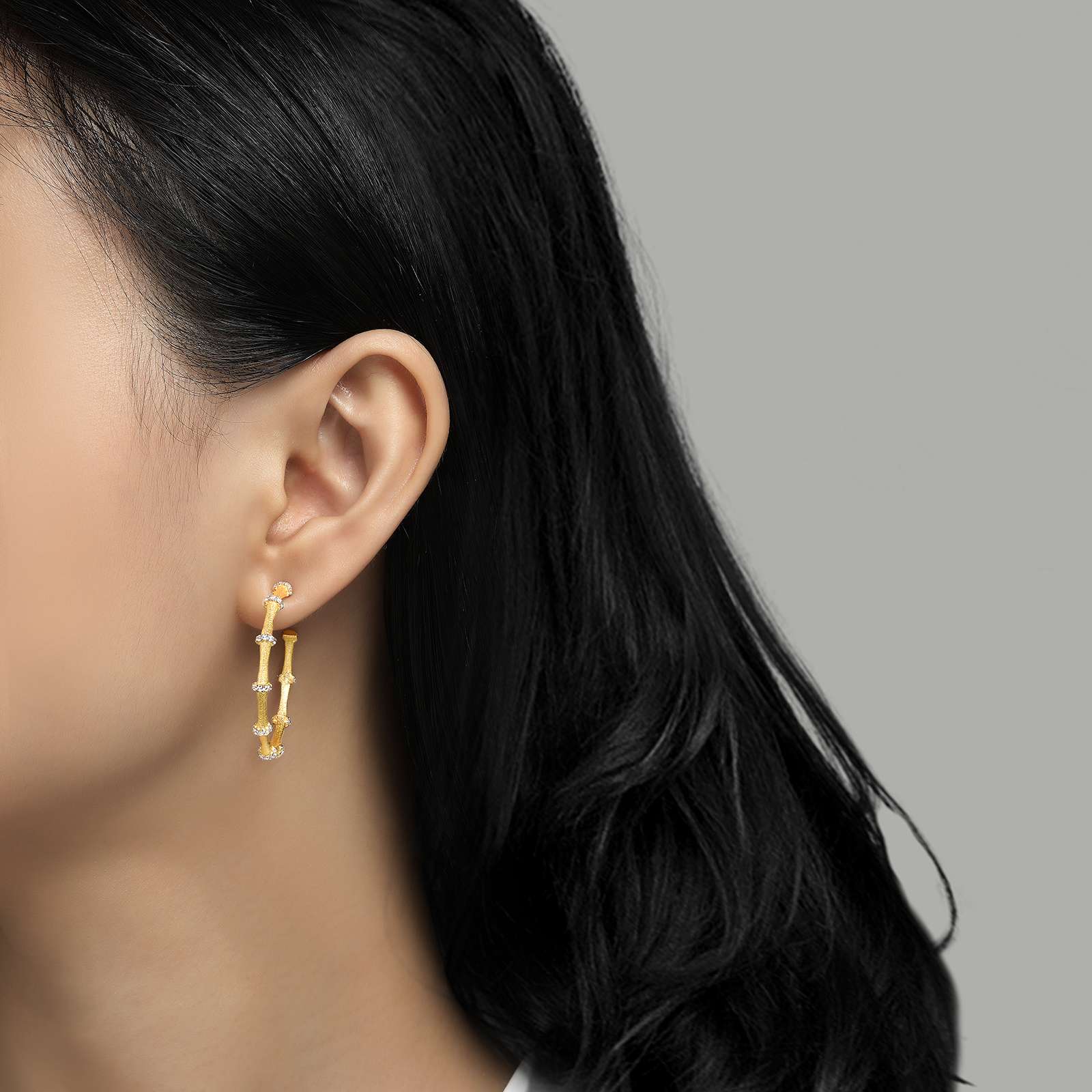 Mixed-Color Bamboo Hoop Earring