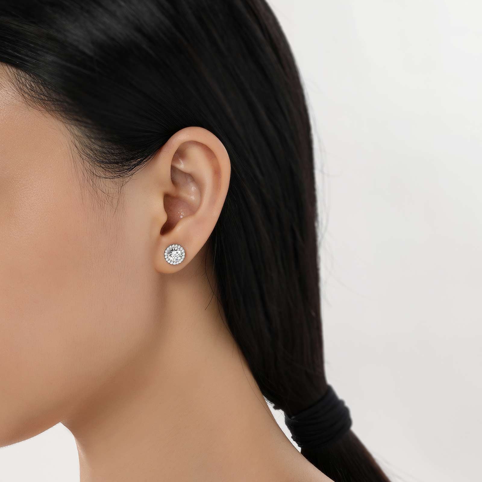 1.22 CTW Halo Stud Earrings