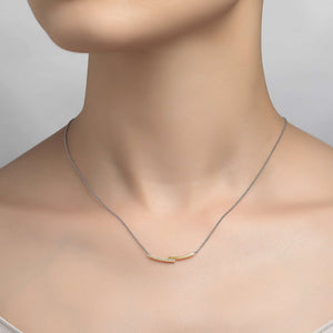 Mixed-Color Pave Bar Necklace