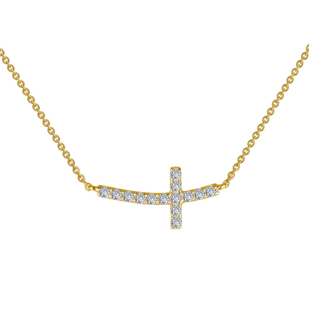 Sideways Curved Cross Necklace