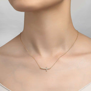 Sideways Curved Cross Necklace