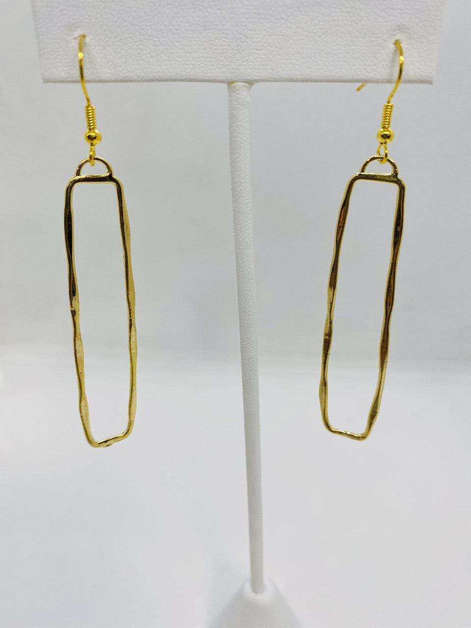 Hammered Rectangle Outlined Earrings