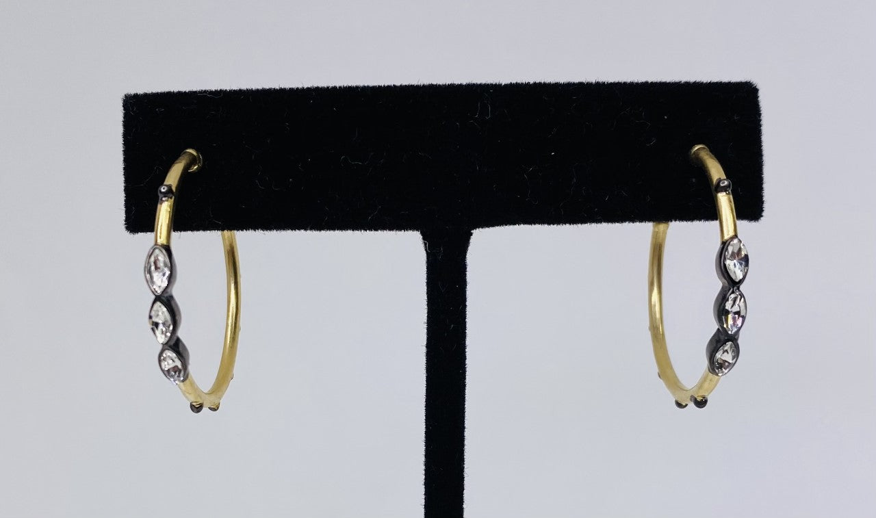 Medium Gold Hoops With Crystals