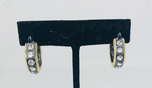 Small Gold/Black/Crystal Hoops
