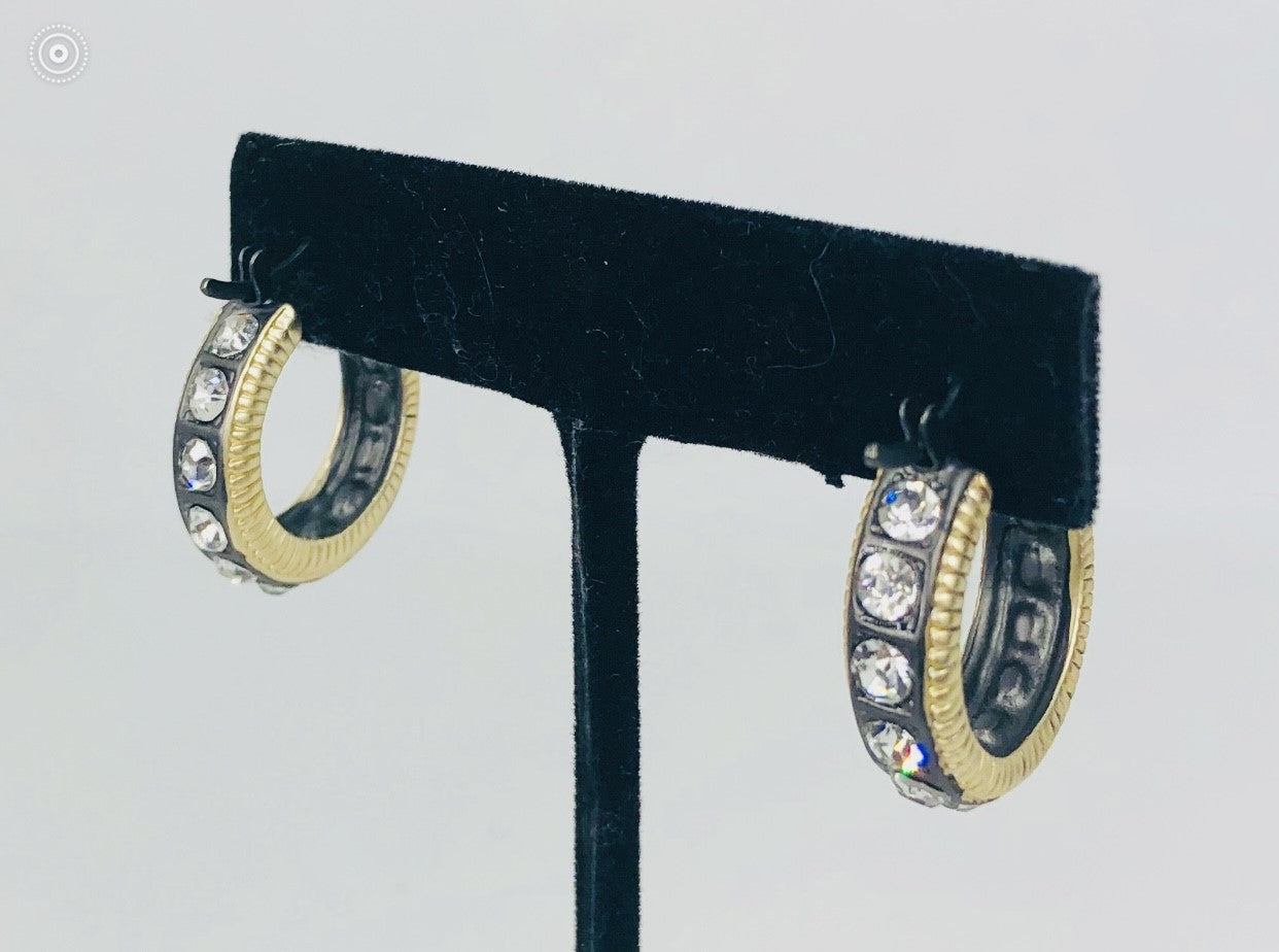 Small Gold/Black/Crystal Hoops