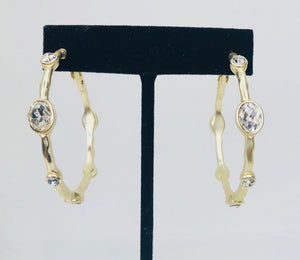 Oval Crystal on Gold Hoops