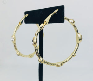 Oval Crystal on Gold Hoops